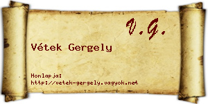 Vétek Gergely névjegykártya